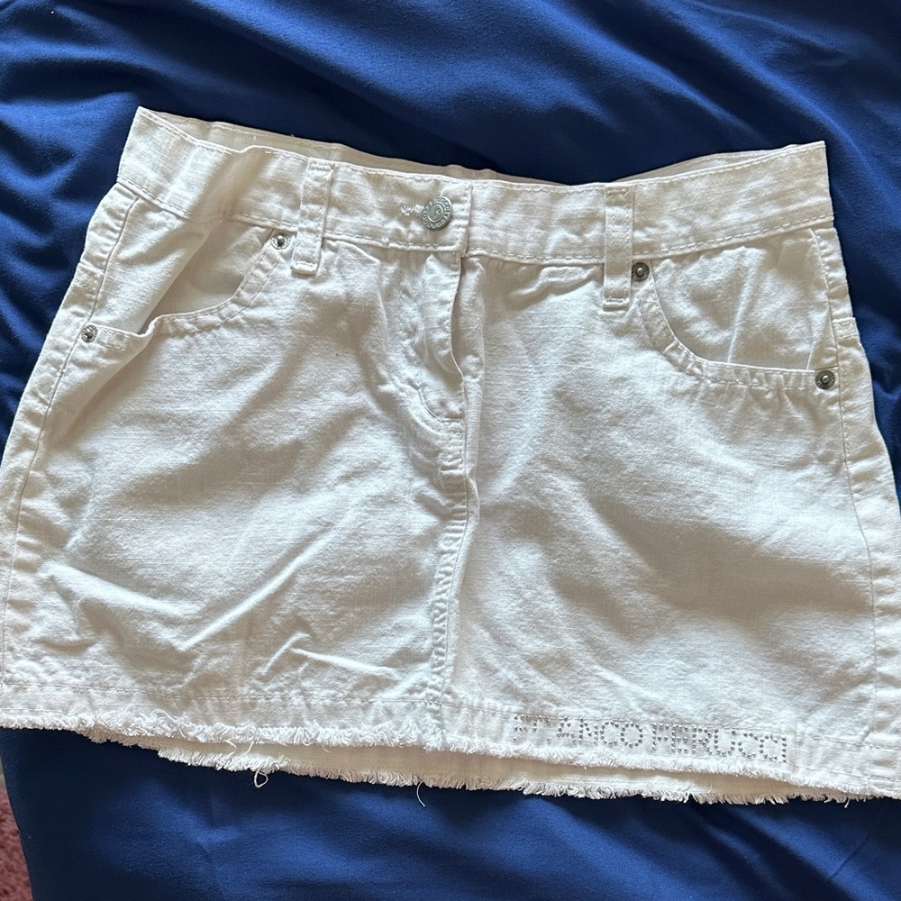 White Denim Mini Skirt